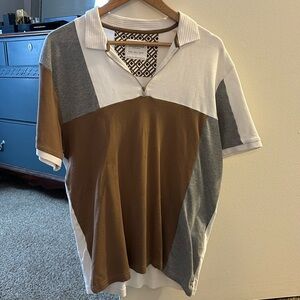 Short sleeve collared shirt - modern print